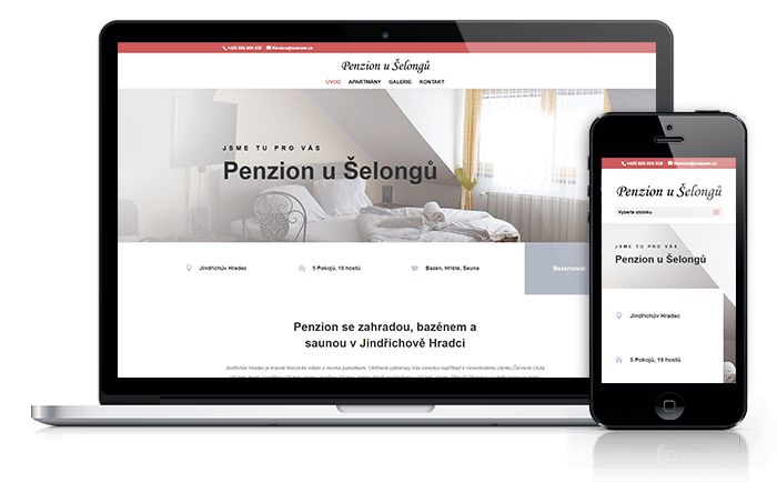 Penzion u Šelongů web reference layout