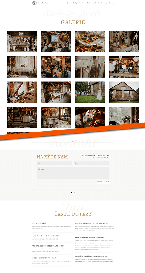 Stodola Smrčí web reference layout galerie a kontakt